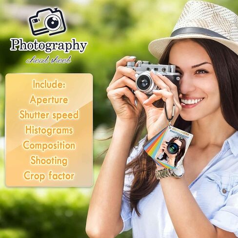 كتاب أوراق الغش للتصوير الفوتوغرافي من AJART للمبتدئين - ملحقات كاميرا Sony Canon Nikon Leica Fuji Ricoh DSLR - بطاقة مرجعية للتصوير الفوتوغرافي مقاس 4 × 3 بوصة تتضمن الإعدادات والأوضاع والتعرض والفتحة وما إلى ذلك in Kuwait