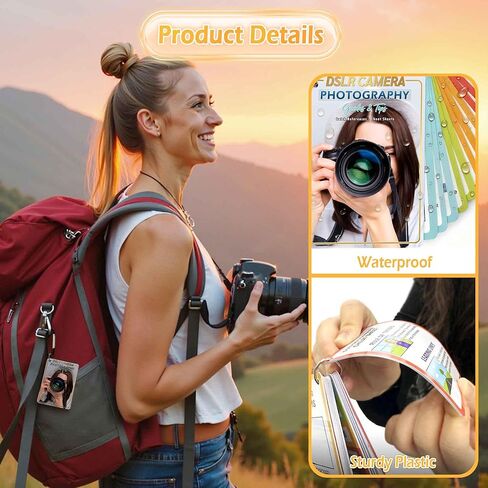 كتاب أوراق الغش للتصوير الفوتوغرافي من AJART للمبتدئين - ملحقات كاميرا Sony Canon Nikon Leica Fuji Ricoh DSLR - بطاقة مرجعية للتصوير الفوتوغرافي مقاس 4 × 3 بوصة تتضمن الإعدادات والأوضاع والتعرض والفتحة وما إلى ذلك in Kuwait