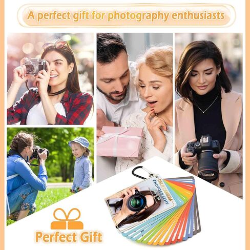 كتاب أوراق الغش للتصوير الفوتوغرافي من AJART للمبتدئين - ملحقات كاميرا Sony Canon Nikon Leica Fuji Ricoh DSLR - بطاقة مرجعية للتصوير الفوتوغرافي مقاس 4 × 3 بوصة تتضمن الإعدادات والأوضاع والتعرض والفتحة وما إلى ذلك in Kuwait