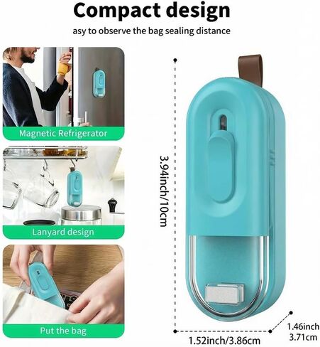 Mini Bag Sealer, 2 in 1 Mini Bag Sealer Heat Seal and Cutter, Portable Resealer Machine for Plastic Bags Food Storage Snacks Freshness (2xAA Batteries not Included) in Kuwait
