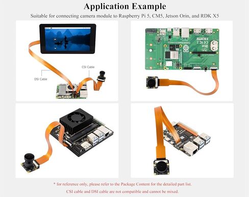 (قطعتان) كابل مرن CSI FPC متوافق مع Raspberry Pi 5، 22PIN إلى 15PIN، مناسب لتوصيل وحدة كاميرا CSI إلى RPi 5 أو وحدة الحوسبة 5، بطول 20 سم/0.2 متر/0.65 قدم in Kuwait