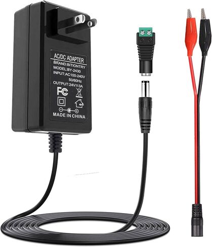 24V 3A Power Supply 72W AC Adapter Power 100-240V to DC 24 Volt 3 Amp Transformer 3A 2A 1A Converter with 5.5x2.5mm DC Barrel for LED Strip Module Light, CCTV Camera System, LCD Monitor（5FT） in Kuwait
