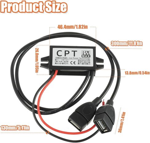 Converter Voltage 12V to 5V 3A 15W, Converter 12v to USB DC Reduced Voltage Regulator Car Power Adapter with Output Power Adapter in Kuwait