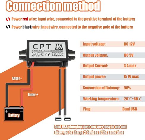 Converter Voltage 12V to 5V 3A 15W, Converter 12v to USB DC Reduced Voltage Regulator Car Power Adapter with Output Power Adapter in Kuwait
