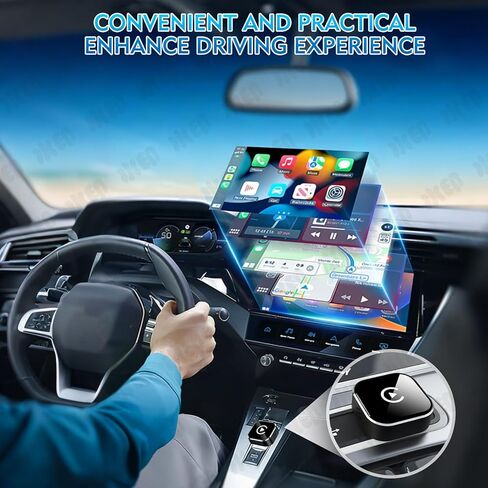Wireless CarPlay Adapter, 2-in-1 Mini CarPlay & Android Auto Wireless Adapter, Plug & Play, Auto Connect, Car Accessories, Car Play Dongle Compatible with iPhone & Android in Kuwait