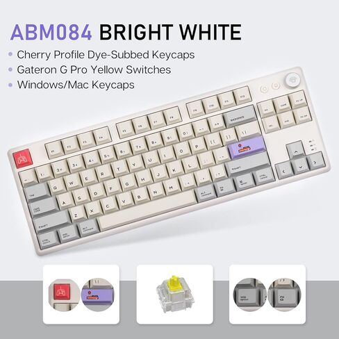 EPOMAKER CIDOO ABM084 TKL Hot Swap RGB 2.4Ghz/Bluetooth 5.0/Wired Mechanical Knob Keyboard NKRO with Poron Foam, 3000mAh Battery, Dye Subbed PBT Keycaps for E-Sport Win/Mac/Linux(Budgerigar Switch) in Kuwait