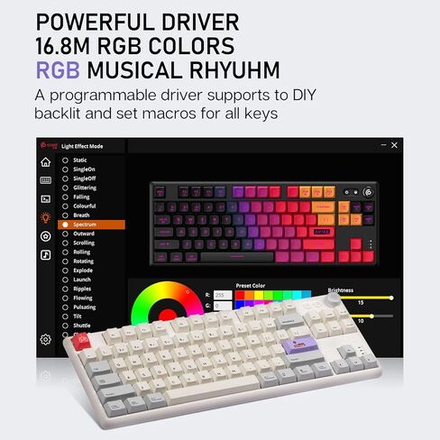 EPOMAKER CIDOO ABM084 TKL Hot Swap RGB 2.4Ghz/Bluetooth 5.0/Wired Mechanical Knob Keyboard NKRO with Poron Foam, 3000mAh Battery, Dye Subbed PBT Keycaps for E-Sport Win/Mac/Linux(Budgerigar Switch) in Kuwait