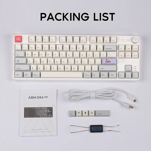 EPOMAKER CIDOO ABM084 TKL Hot Swap RGB 2.4Ghz/Bluetooth 5.0/Wired Mechanical Knob Keyboard NKRO with Poron Foam, 3000mAh Battery, Dye Subbed PBT Keycaps for E-Sport Win/Mac/Linux(Budgerigar Switch) in Kuwait