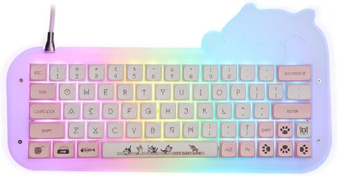 لوحة مفاتيح الألعاب الميكانيكية EPOMAKER Mini Cat 64 60% أكريليك RGB سلكية قابلة للتبديل السريع، VIA/QMK قابلة للبرمجة مع أغطية مفاتيح PBT للتسامي الصبغي لمفتاح Mac/Win/Gamers Budgerigar in Kuwait
