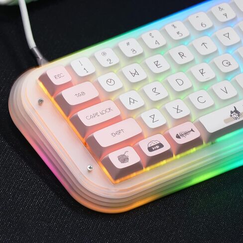 لوحة مفاتيح الألعاب الميكانيكية EPOMAKER Mini Cat 64 60% أكريليك RGB سلكية قابلة للتبديل السريع، VIA/QMK قابلة للبرمجة مع أغطية مفاتيح PBT للتسامي الصبغي لمفتاح Mac/Win/Gamers Budgerigar in Kuwait