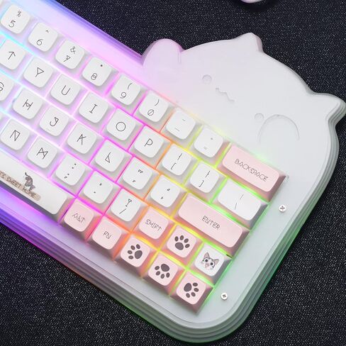 لوحة مفاتيح الألعاب الميكانيكية EPOMAKER Mini Cat 64 60% أكريليك RGB سلكية قابلة للتبديل السريع، VIA/QMK قابلة للبرمجة مع أغطية مفاتيح PBT للتسامي الصبغي لمفتاح Mac/Win/Gamers Budgerigar in Kuwait