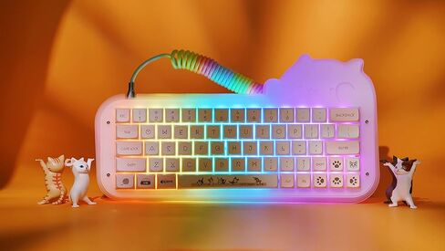 لوحة مفاتيح الألعاب الميكانيكية EPOMAKER Mini Cat 64 60% أكريليك RGB سلكية قابلة للتبديل السريع، VIA/QMK قابلة للبرمجة مع أغطية مفاتيح PBT للتسامي الصبغي لمفتاح Mac/Win/Gamers Budgerigar in Kuwait