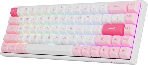 EPOMAKER AKKO 3068B Plus Prunus Lannesiana 65% Hot-Swap 2.4Ghz Wireless/Bluetooth/Wired Mechanical Gaming Keyboard with RGB Backlight, Double-Shot PBT Keycaps for Gamers/Mac/Win(Jelly Pink) in Kuwait