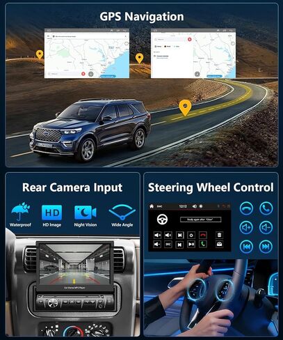 ستيريو سيارة 7 بوصة شاشة لمس واحدة Din راديو بلوتوث مع مشغل Carplay MP5 قابل للطي يدعم Mirrorlink مع شاشة لمس USB/AUX-in/SWC FM/EQ GPS in Kuwait