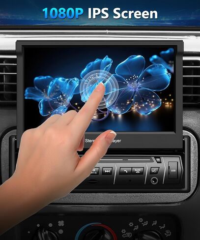 ستيريو سيارة 7 بوصة شاشة لمس واحدة Din راديو بلوتوث مع مشغل Carplay MP5 قابل للطي يدعم Mirrorlink مع شاشة لمس USB/AUX-in/SWC FM/EQ GPS in Kuwait