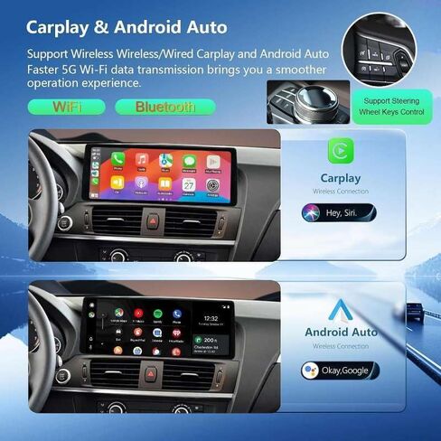 12.3 بوصة سيارة ستيريو Carplay لسيارات BMW X3 X4 2013-2016 F25 F26 NBT، رقيقة جدًا 2400 * 900 IPS تعمل باللمس وراديو السيارة ونظام تحديد المواقع العالمي (GPS) تدعم OEM CarPlay Android Auto Bluetooth 1080P كاميرا الرؤية الخلفية in Kuwait