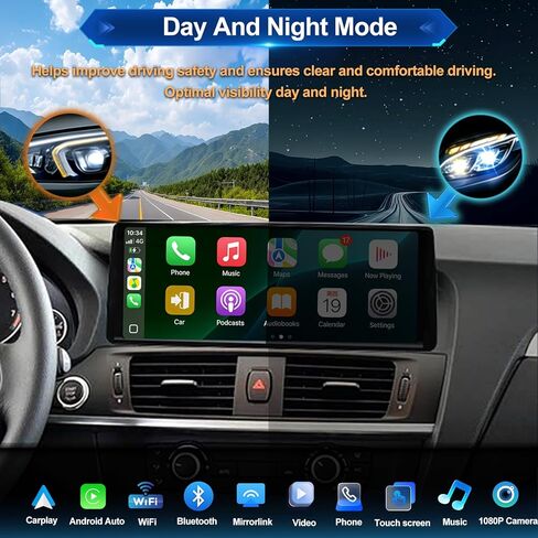 12.3 بوصة سيارة ستيريو Carplay لسيارات BMW X3 X4 2013-2016 F25 F26 NBT، رقيقة جدًا 2400 * 900 IPS تعمل باللمس وراديو السيارة ونظام تحديد المواقع العالمي (GPS) تدعم OEM CarPlay Android Auto Bluetooth 1080P كاميرا الرؤية الخلفية in Kuwait