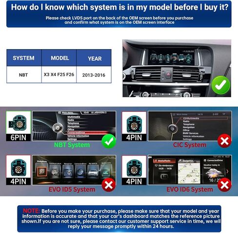 12.3 بوصة سيارة ستيريو Carplay لسيارات BMW X3 X4 2013-2016 F25 F26 NBT، رقيقة جدًا 2400 * 900 IPS تعمل باللمس وراديو السيارة ونظام تحديد المواقع العالمي (GPS) تدعم OEM CarPlay Android Auto Bluetooth 1080P كاميرا الرؤية الخلفية in Kuwait