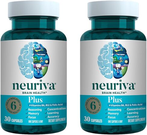 NEURIVA Plus Brain Performance (30 قطعة)، مكمل لدعم الدماغ بمكونات طبيعية مثبتة سريريًا 1 لكل قطعة (عبوة من قطعتين) in Kuwait