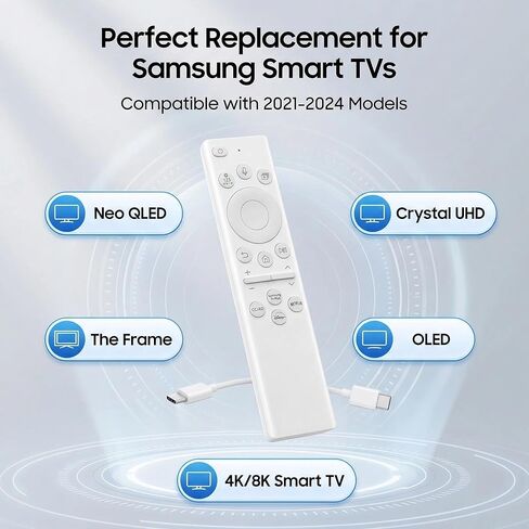BN59-01391A Samsung Frame TV Remote، لجهاز التحكم عن بعد Samsung 2018-2025 للتلفزيون الذكي مع التحكم الصوتي، خلية شمسية قابلة لإعادة الشحن USB-C، متوافقة مع Samsung Neo QLED، OLED، Crystal UHD، الإطار in Kuwait
