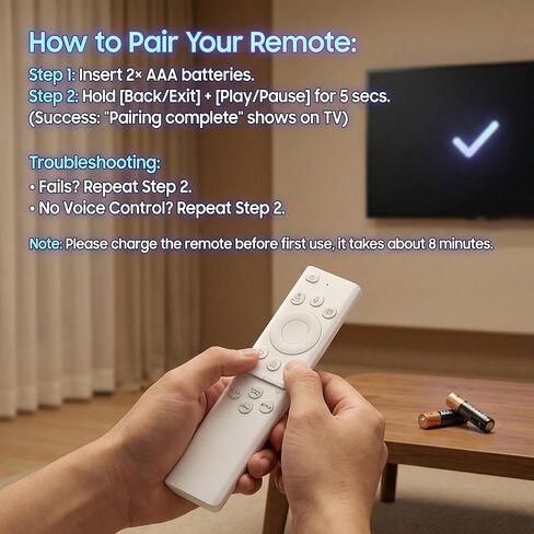 BN59-01391A Samsung Frame TV Remote، لجهاز التحكم عن بعد Samsung 2018-2025 للتلفزيون الذكي مع التحكم الصوتي، خلية شمسية قابلة لإعادة الشحن USB-C، متوافقة مع Samsung Neo QLED، OLED، Crystal UHD، الإطار in Kuwait