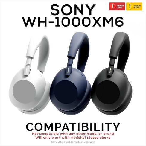 Hybrid Earpads for Sony WH-1000XM6 Headphones - Cooling Gel Gaming Cushions with Super Soft Fabric & Thick Foam - By Brainwavz (Black) in Kuwait