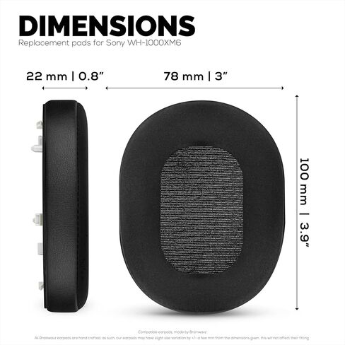 Hybrid Earpads for Sony WH-1000XM6 Headphones - Cooling Gel Gaming Cushions with Super Soft Fabric & Thick Foam - By Brainwavz (Black) in Kuwait