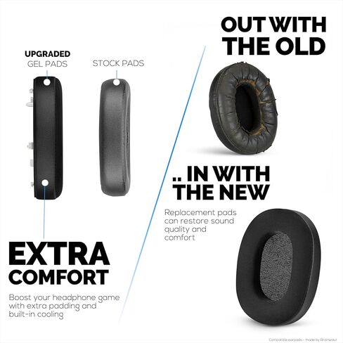 Hybrid Earpads for Sony WH-1000XM6 Headphones - Cooling Gel Gaming Cushions with Super Soft Fabric & Thick Foam - By Brainwavz (Black) in Kuwait