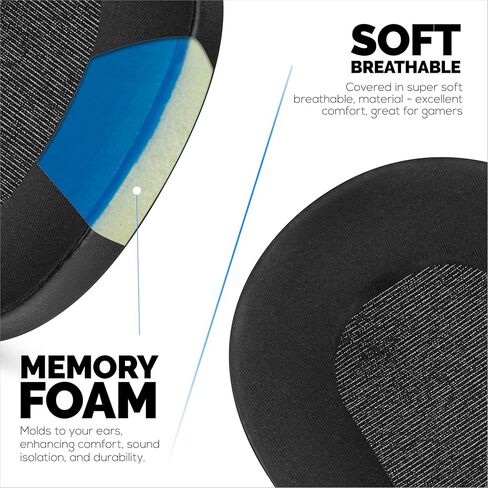 Hybrid Earpads for Sony WH-1000XM6 Headphones - Cooling Gel Gaming Cushions with Super Soft Fabric & Thick Foam - By Brainwavz (Black) in Kuwait