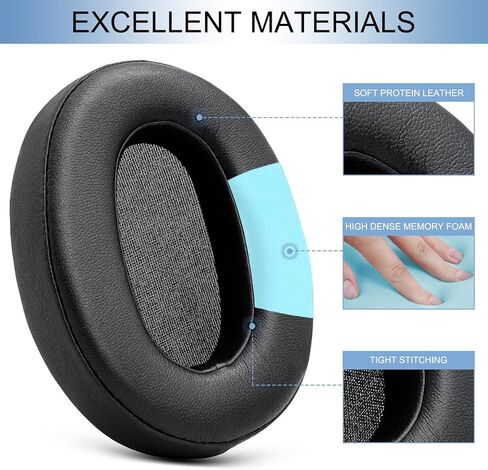 استبدال وسائد الأذن GEVO لسماعات Sony WH-XB900N/WH-CH710N/WH-CH720N/WH-RF400/MDR-RF895RK، وسائد الأذن مع إسفنج الذاكرة من جلد البروتين الناعم (أسود) in Kuwait
