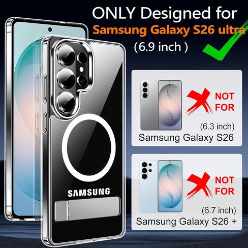 حافظة MOZOTER لهاتف Samsung Galaxy S26 Ultra مع مسند، [متوافقة مع Magsafe] [واقي شاشة 2*]، حماية من الدرجة العسكرية، حافظة هاتف مغناطيسية لهاتف Samsung Galaxy S26 Ultra-Clear in Kuwait