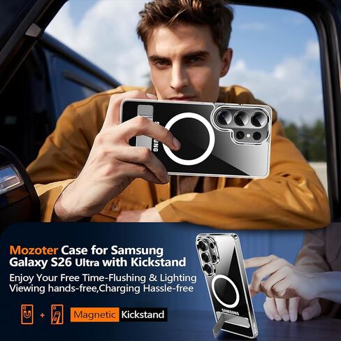 حافظة MOZOTER لهاتف Samsung Galaxy S26 Ultra مع مسند، [متوافقة مع Magsafe] [واقي شاشة 2*]، حماية من الدرجة العسكرية، حافظة هاتف مغناطيسية لهاتف Samsung Galaxy S26 Ultra-Clear in Kuwait
