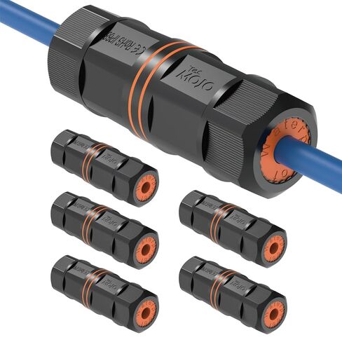 Tecmojo Waterproof Cat 6A Coupler, IP68 Outdoor Ethernet Connector for CAT6/CAT5E/CAT5,Shielded RJ45 Ethernet Extender for IP Camera and PoE Device, 3.2in,6 Pack in Kuwait