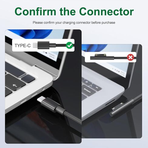 شاحن USB C Surface Pro بقدرة 65 وات متوافق مع Microsoft Surface Pro (2025) 12 11 10 9 8، Surface Pro 13 بوصة (OLED) Snapdragon X Elite، Surface Pro 2 في 1 كمبيوتر محمول/كمبيوتر لوحي 13 بوصة (2024) مساعد الطيار in Kuwait
