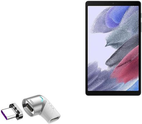 محول BoxWave متوافق مع Samsung Galaxy Tab A7 Lite - محول زاوية MagnetoSnap PD، موفر جهاز موصل الشحن المغناطيسي - فضي معدني in Kuwait