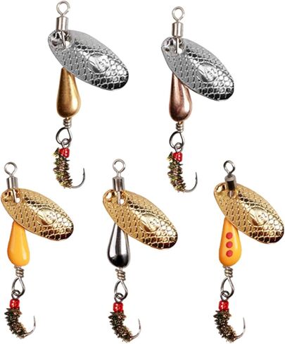 Trout Spinners, Rooster Tail Fishing Lures, Fly Trout Fishing Gear for Lake River Fishing with Storage Box for Bass Salmon, Smallmouth Bass Lures in Kuwait