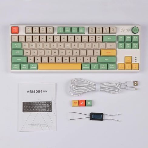 EPOMAKER CIDOO ABM084 TKL Hot Swap RGB 2.4 جيجا هرتز/بلوتوث 5.0/لوحة مفاتيح بمقبض ميكانيكي سلكي NKRO مع رغوة بورون، بطارية 3000 مللي أمبير في الساعة، أغطية مفاتيح PBT مصبوغة لـ E-Sport Win/Mac/Linux (مفتاح TTC ذهبي وردي) in Kuwait