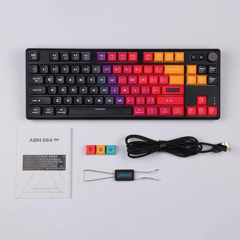 EPOMAKER CIDOO ABM084 TKL Hot Swap RGB 2.4 جيجا هرتز/بلوتوث 5.0/لوحة مفاتيح بمقبض ميكانيكي سلكي NKRO مع رغوة بورون، بطارية 3000 مللي أمبير في الساعة، أغطية مفاتيح PBT مصبوغة لـ E-Sport Win/Mac (ABM084 TTC Siver Switch) in Kuwait