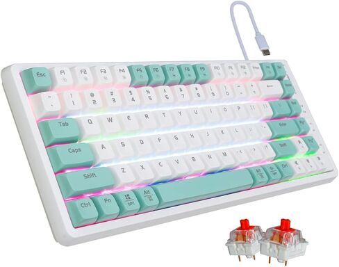لوحة مفاتيح الألعاب الميكانيكية GK85 75% قابلة للتبديل السريع مع MDA PBT Keycaps RGB برامج قابلة للبرمجة بإضاءة خلفية لجهاز Mac/Win (مفتاح أحمر) in Kuwait