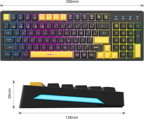 MageGee 96 Keys Wireless Keyboard,V520 RGB Backlit USB Wireless Gaming Keyboard,92% Layout Ergonomic Anti-Ghosting Computer Keyboards for Windows PC Games Work and Daily Use (Black Yellow Keycaps)… in Kuwait