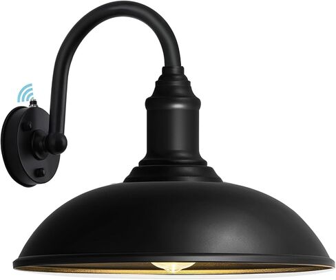 18" Large Outdoor Barn Light, Dusk to Dawn Sensor, Garage & Porch | Classic farmhouse gooseneck fixture adds automatic exterior lighting to barn doors, workshops, breezeways, and entries in Saudi Arabia