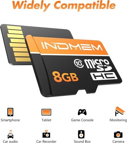 بطاقة Micro SD سعة 8 جيجابايت مكونة من 5 حزم مع محول SD وبطاقة TF عالية السرعة وبطاقة UHS-I C10 U1 Micro SD عالية الدقة للكمبيوتر اللوحي/الطائرة بدون طيار/الكاميرا/صوت السيارة/كاميرا الحركة in Kuwait