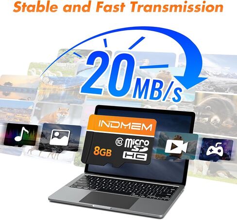 بطاقة Micro SD سعة 8 جيجابايت مكونة من 5 حزم مع محول SD وبطاقة TF عالية السرعة وبطاقة UHS-I C10 U1 Micro SD عالية الدقة للكمبيوتر اللوحي/الطائرة بدون طيار/الكاميرا/صوت السيارة/كاميرا الحركة in Kuwait