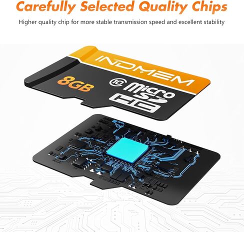 بطاقة Micro SD سعة 8 جيجابايت مع محول SD وبطاقة TF عالية السرعة وبطاقة UHS-I C10 U1 Micro SD عالية الدقة للكمبيوتر اللوحي/الطائرة بدون طيار/الكاميرا/صوت السيارة/كاميرا الحركة in Kuwait