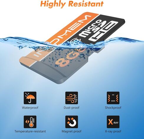 بطاقة Micro SD سعة 8 جيجابايت مع محول SD وبطاقة TF عالية السرعة وبطاقة UHS-I C10 U1 Micro SD عالية الدقة للكمبيوتر اللوحي/الطائرة بدون طيار/الكاميرا/صوت السيارة/كاميرا الحركة in Kuwait