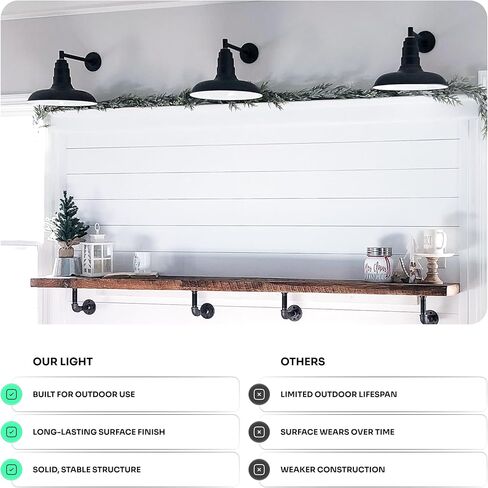 Steel Lighting Co. Topanga Barn Light | Outdoor Wall Mounted | Farmhouse Garage Light Made in America | 14 inch Dome | 16 inch Gooseneck | Matte Black Exterior/White Interior in Kuwait