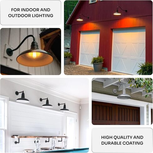 Steel Lighting Co. Topanga Barn Light | Outdoor Wall Mounted | Farmhouse Garage Light Made in America | 14 inch Dome | 16 inch Gooseneck | Matte Black Exterior/White Interior in Kuwait