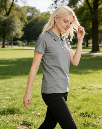 Women's Short Sleeve Performance Polo Shirt - Moisture Wicking Golf & Tennis Top with Button Placket in Saudi Arabia
