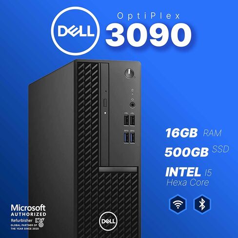 كمبيوتر مكتبي طراز OptiPlex 3090 من Dell | انتل كور i5 الجيل العاشر سداسي النواة | 16 جيجا رام | 500 جيجا اس اس دي | ويندوز 11 برو | شاشات LCD مزدوجة مقاس 24 بوصة | WiFi + Bluetooth | لوحة مفاتيح وماوس سلكية | (متجدد) in Kuwait