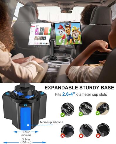 حامل أكواب iPad مزدوج للكمبيوتر اللوحي والهاتف، حامل أكواب معدني شديد التحمل للسيارة والشاحنة، حامل أكواب مزدوج لجهاز iPad Pro Air Mini، iPhone، Z Fold، جهاز 4-13 بوصة in Kuwait